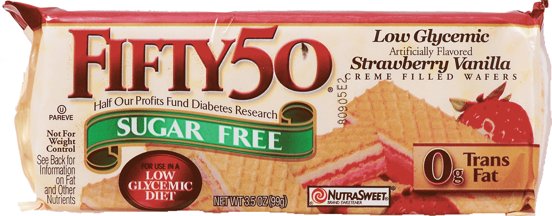 Fifty 50&nbsp;&nbsp;sugar free strawberry vanilla creme filled wafers Full-Size Picture